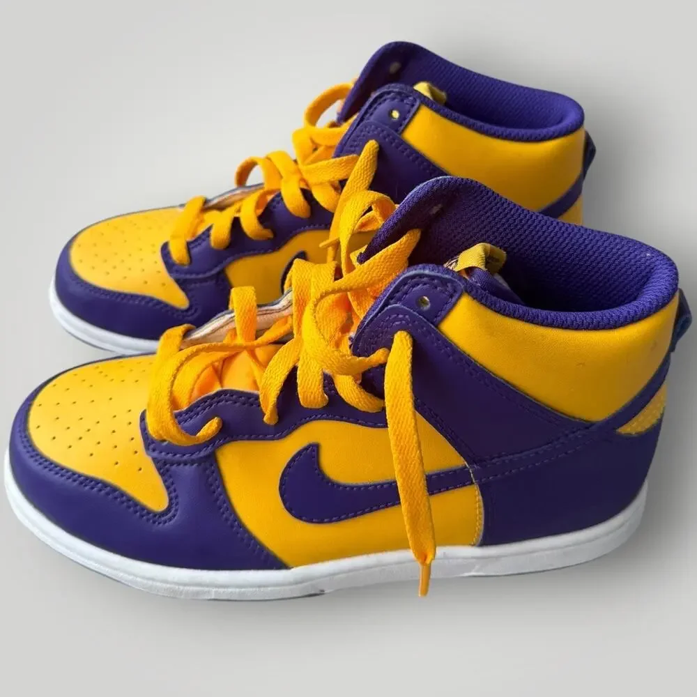 Nike Dunk High Lakers Purple Gold Kids Size 3Y Preschool PS LA DZ4455-500
